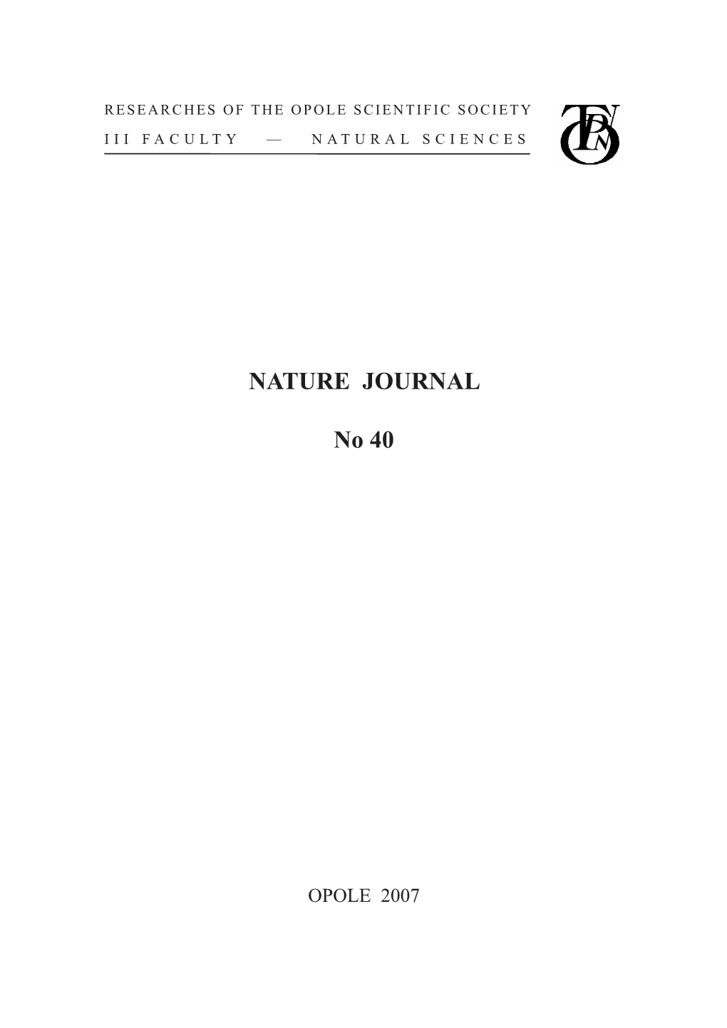 NATURE JOURNAL No 40