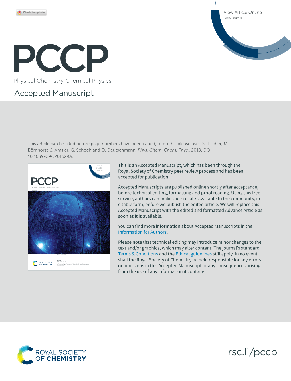 Rsc.Li/Pccp Before Technical Editing, Formatting and Proof Reading