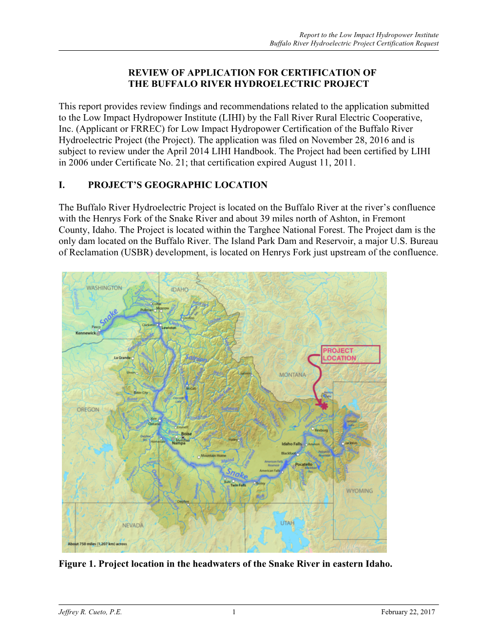 Review of Application for Certification of the Buffalo River Hydroelectric Project