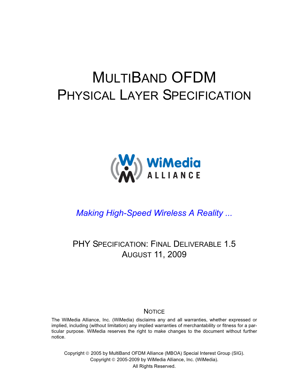 Multiband Ofdm Physical Layer Specification