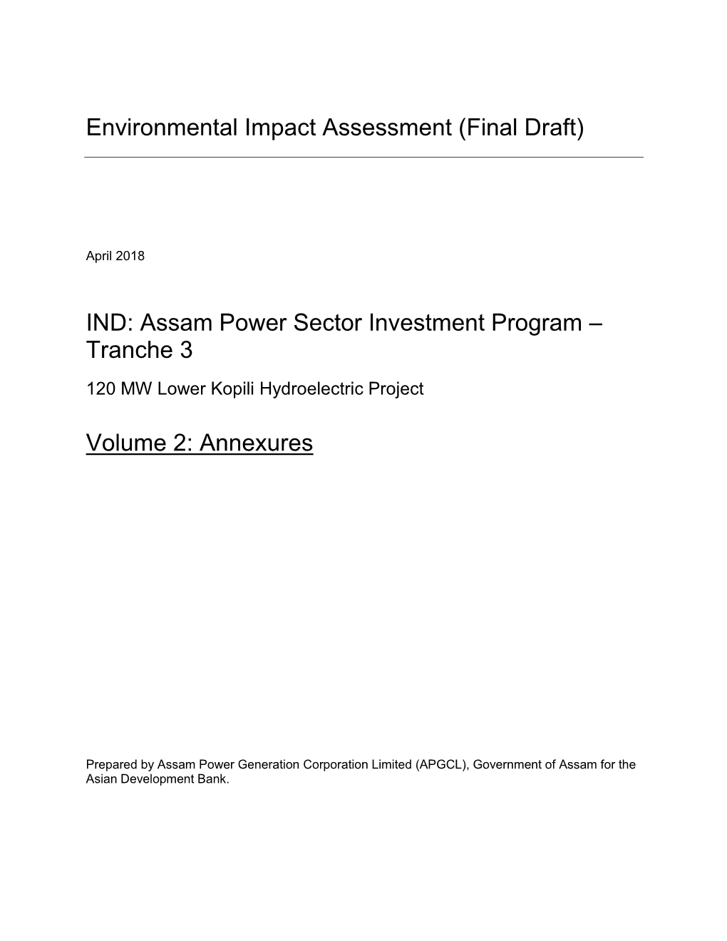 Environmental Impact Assessment (Final Draft)