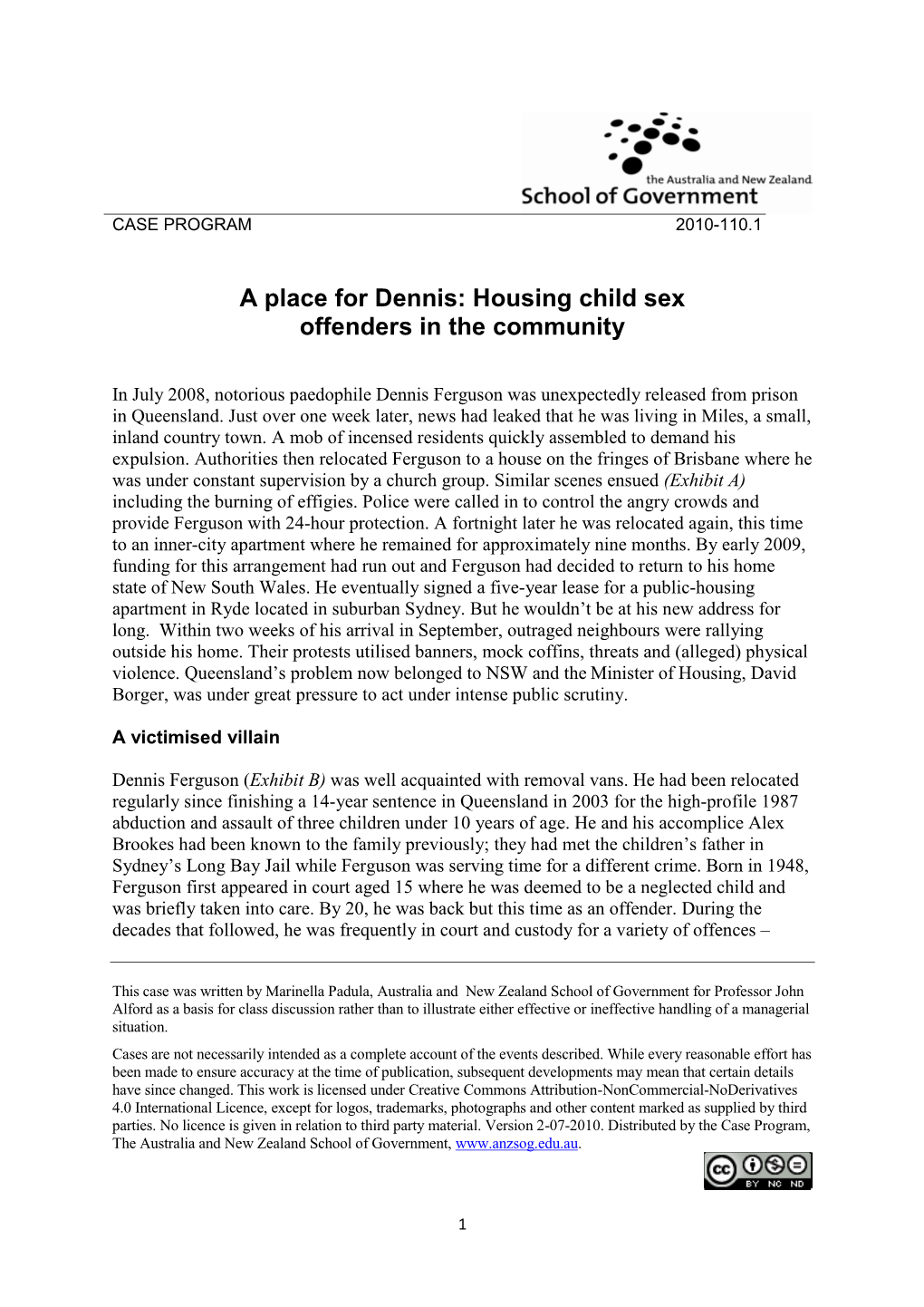 Housing Child Sex Offenders in the Community