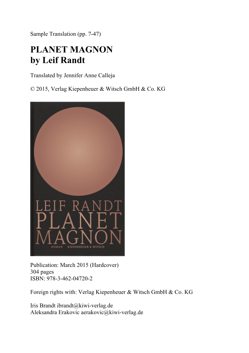 PLANET MAGNON by Leif Randt