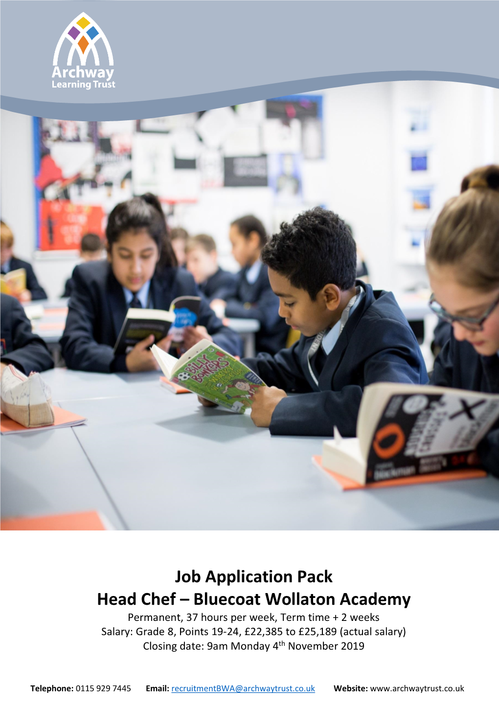 Job Application Pack Head Chef – Bluecoat Wollaton Academy