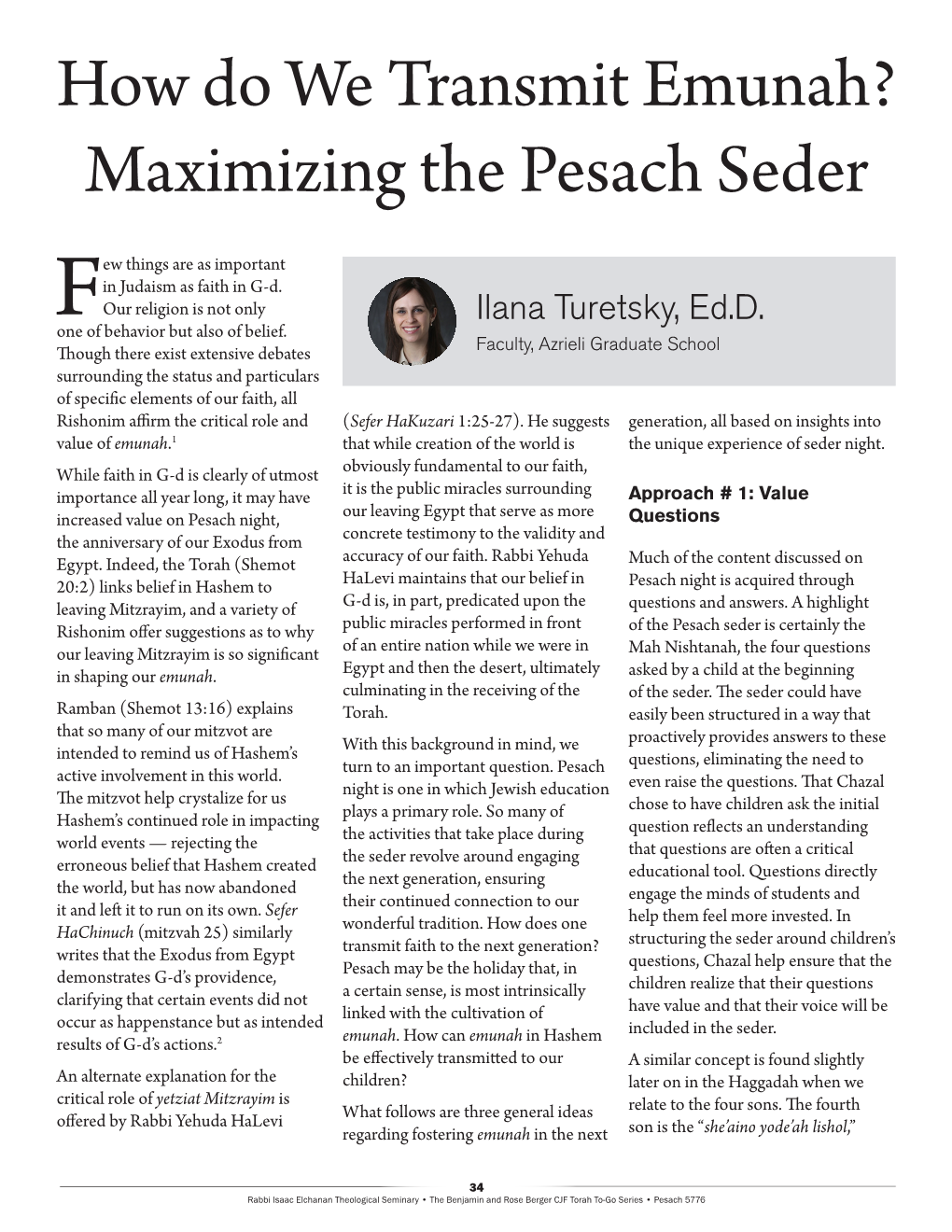 How Do We Transmit Emunah? Maximizing the Pesach Seder