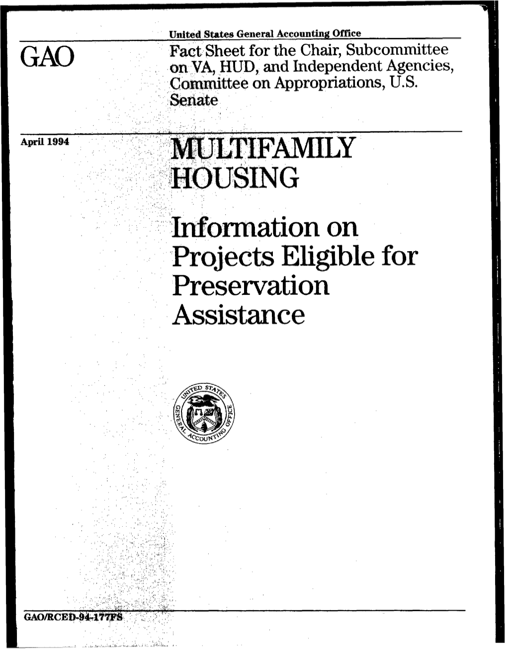 RCED-94-177FS Multifamily Housing