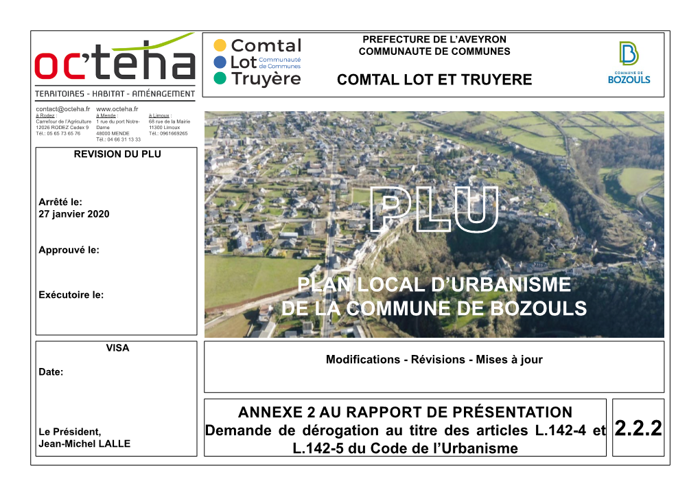 Plan Local D'urbanisme De La Commune De Bozouls