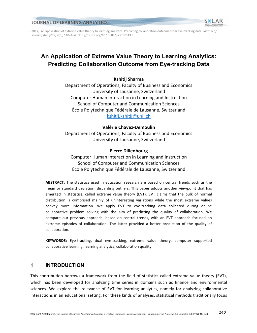 An Application of Extreme Value Theory to Learning Analytics: Predicting Collaboration Outcome from Eye-Tracking Data