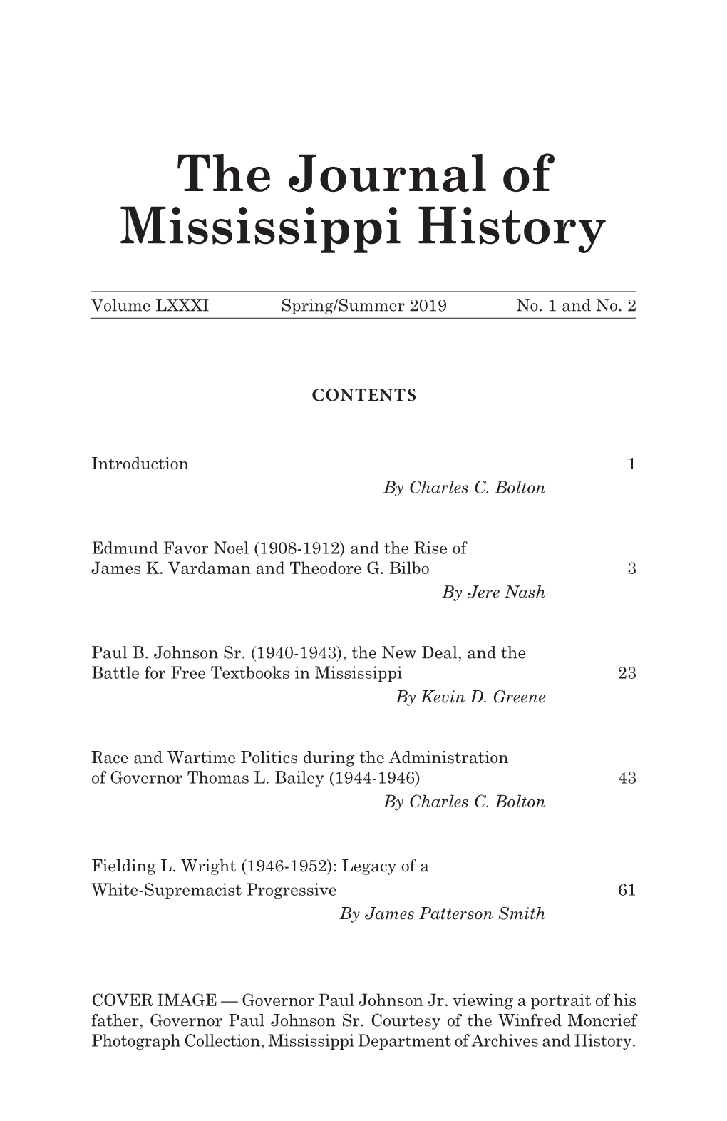 The Journal of Mississippi History