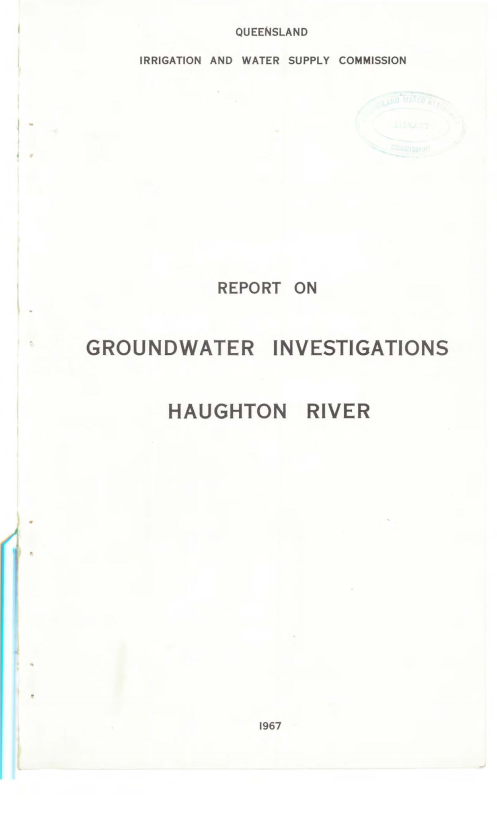Groundwater Investigations Haughton River