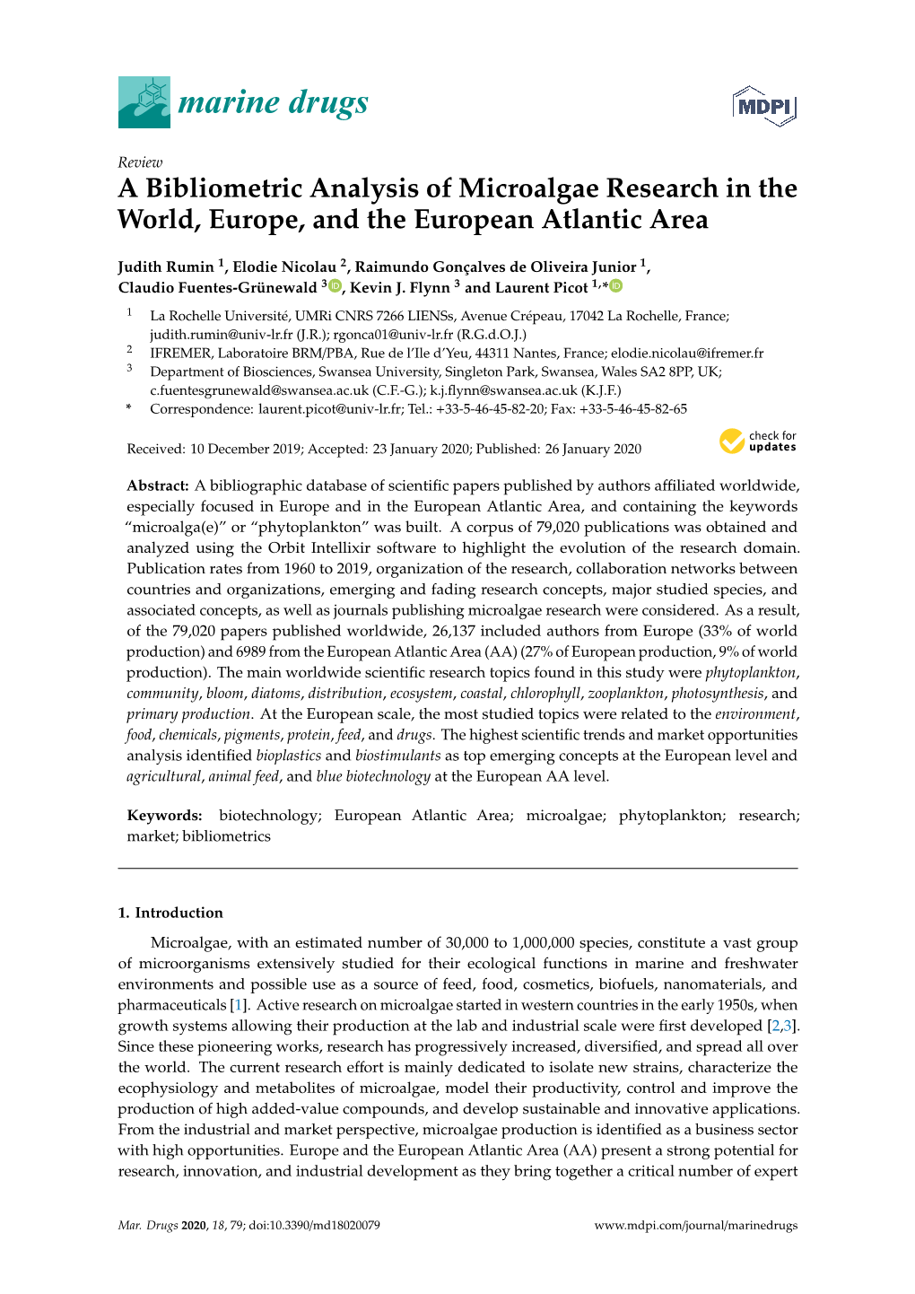 A Bibliometric Analysis of Microalgae Research in the World, Europe, and the European Atlantic Area