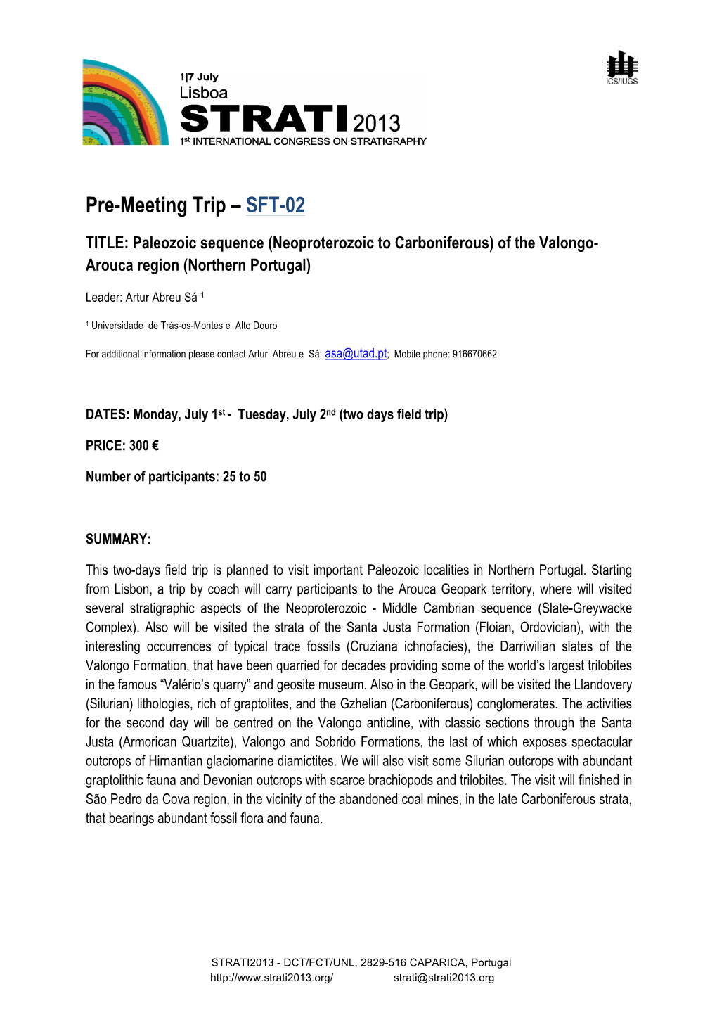 Pre-Meeting Trip – SFT-02