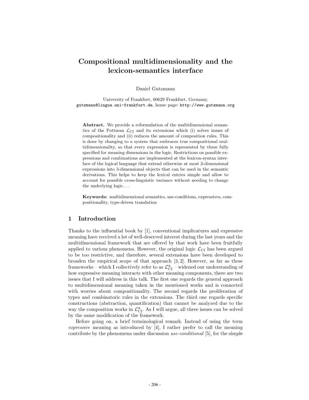 Compositional Multidimensionality and the Lexicon-Semantics Interface