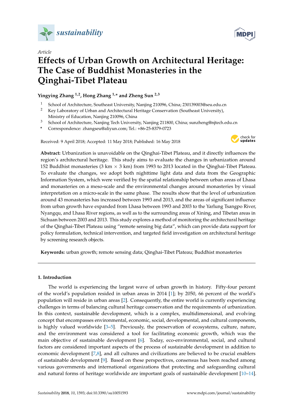 Effects of Urban Growth on Architectural Heritage: the Case of Buddhist Monasteries in the Qinghai-Tibet Plateau