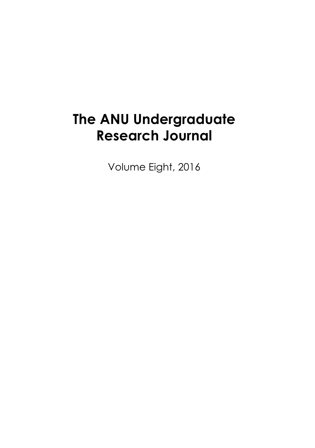 ANU Undergraduate Research Journal