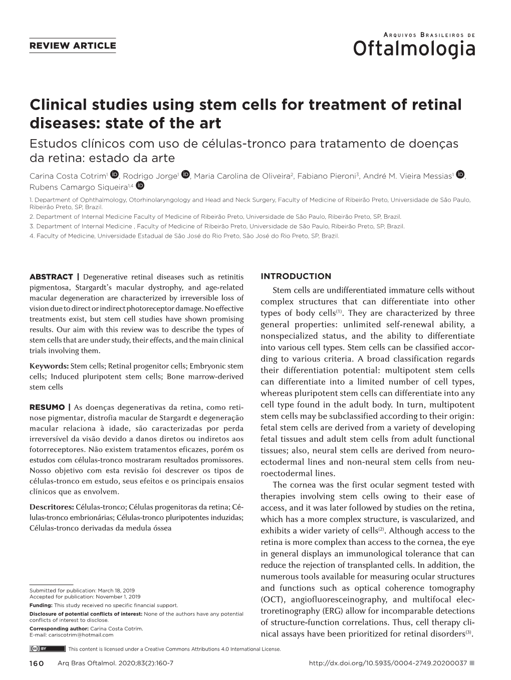 Clinical Studies Using Stem Cells for Treatment of Retinal Diseases