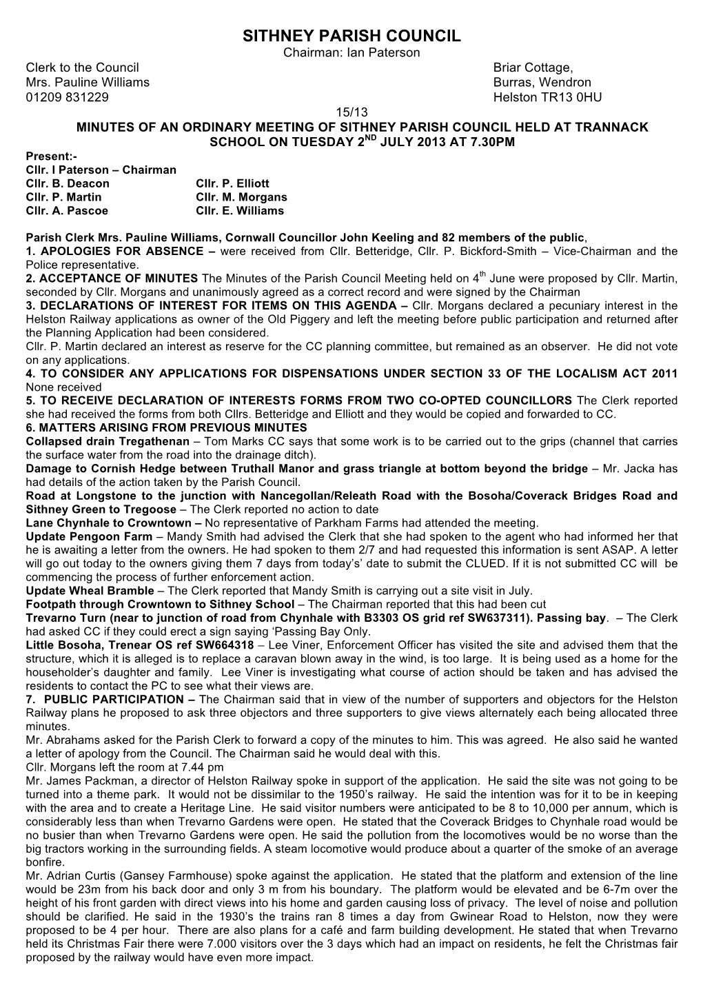 Sithney Parish Council