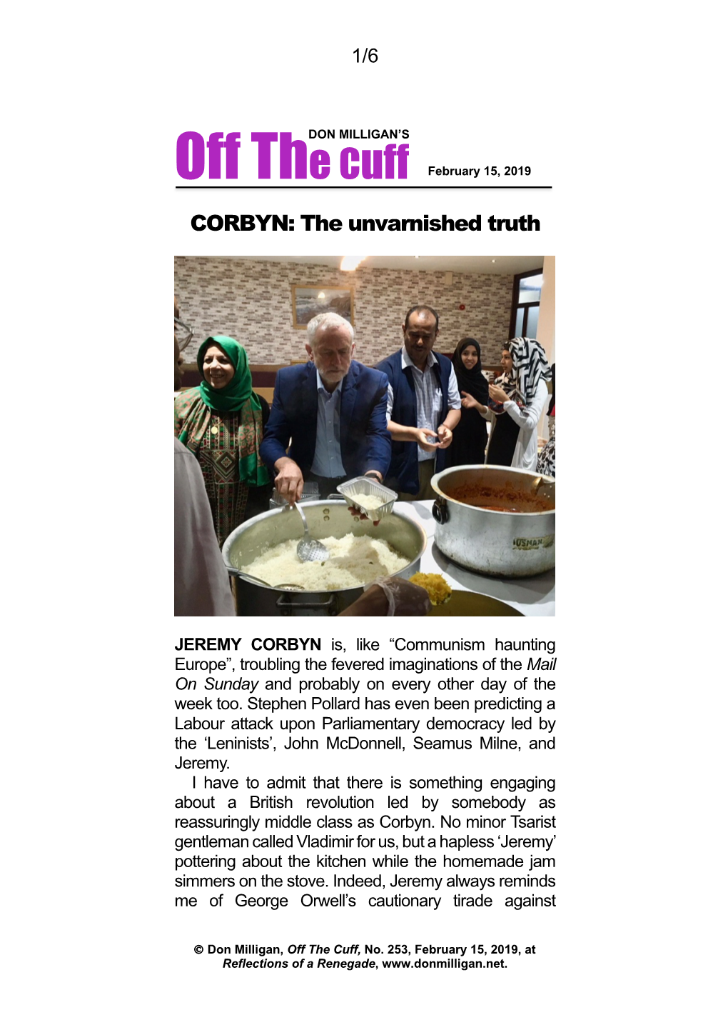 Off the Cuff February 15, 2019