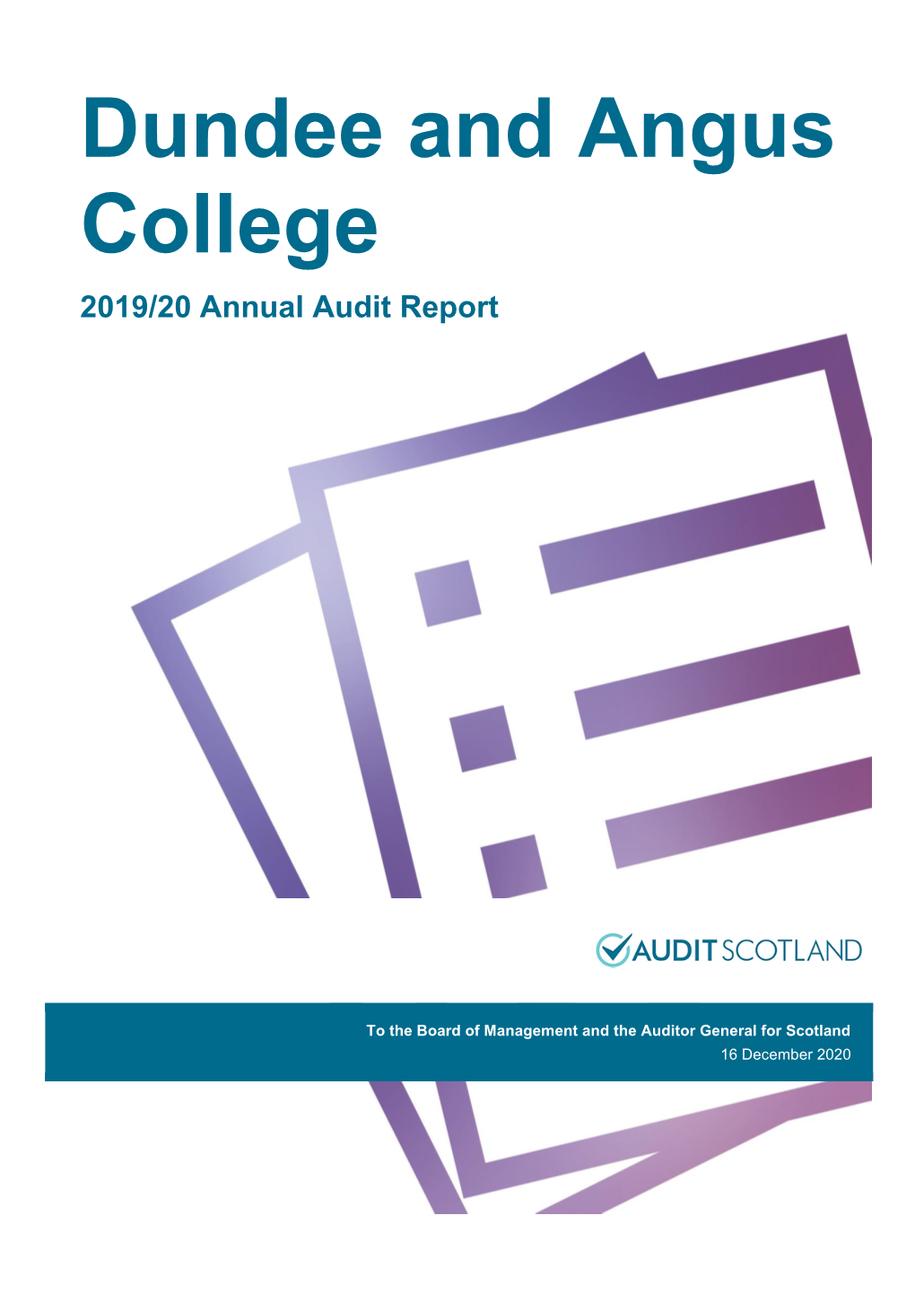 Dundee and Angus College 2019/20 Annual Audit Report