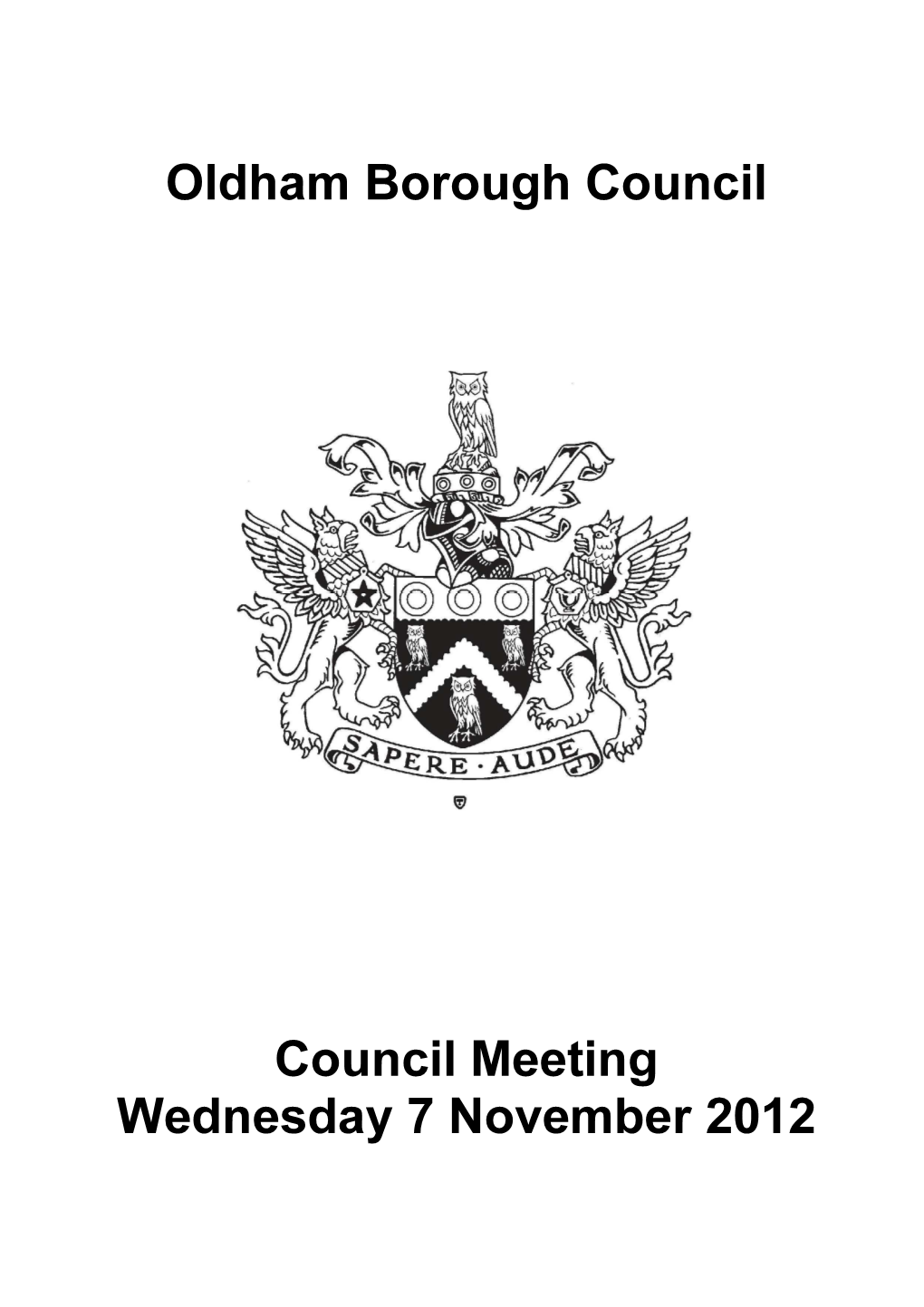 Oldham Borough Council Council Meeting Wednesday 7 November