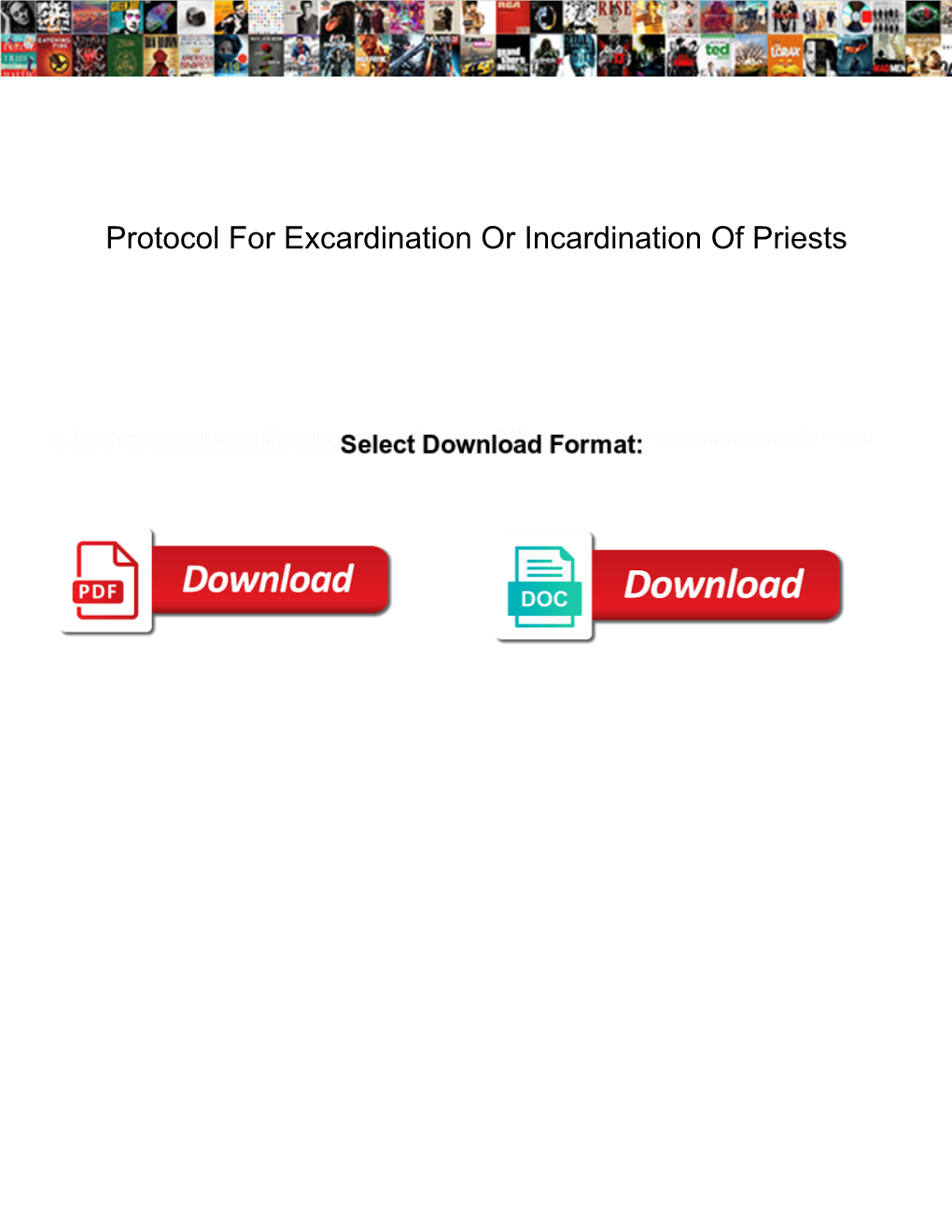 Protocol for Excardination Or Incardination of Priests
