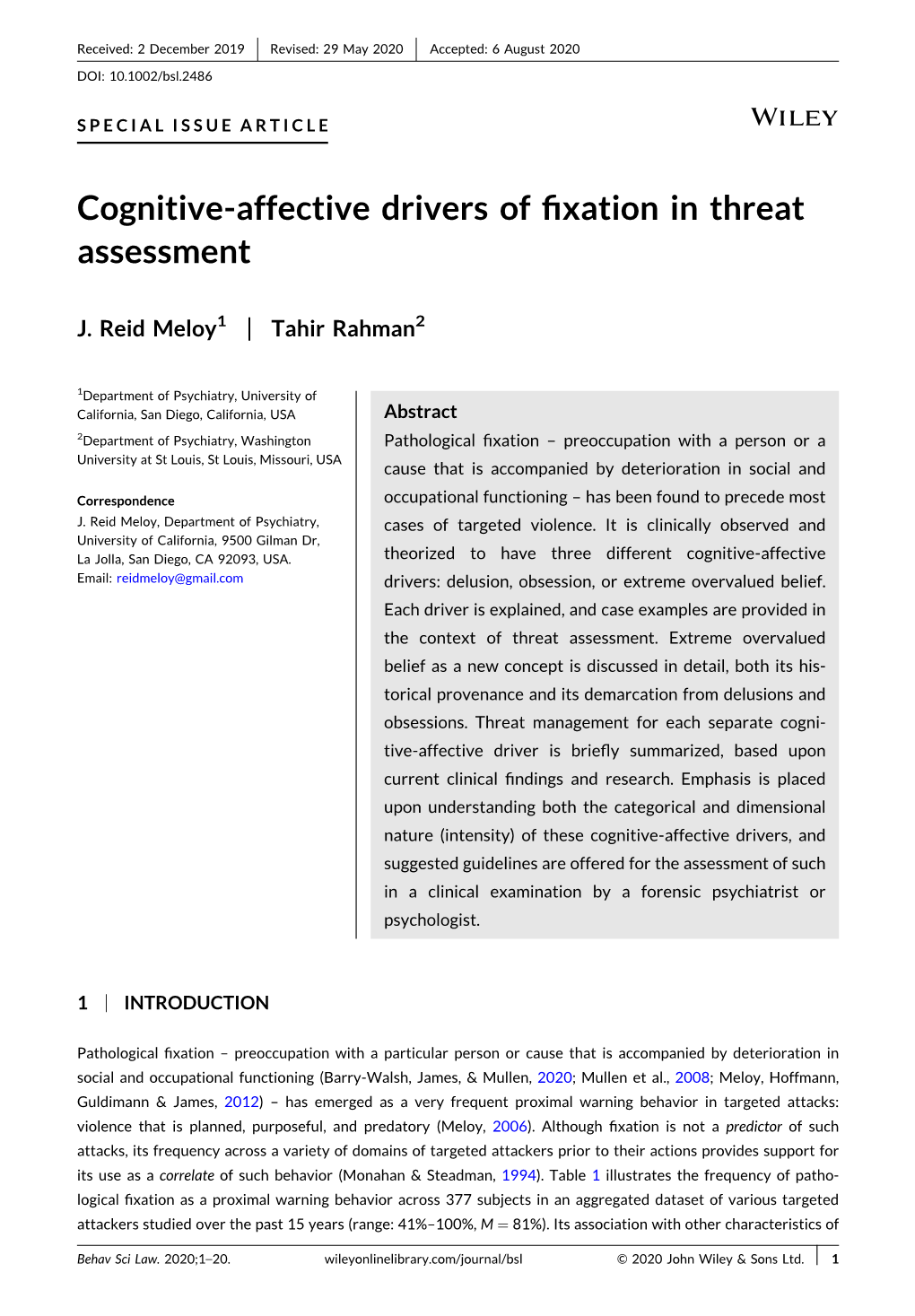 Cognitive‐Affective Drivers of Fixation in Threat Assessment