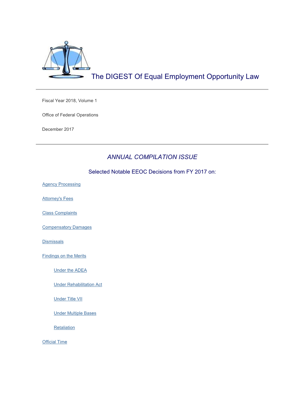 The DIGEST of Equal Employment Opportunity Law