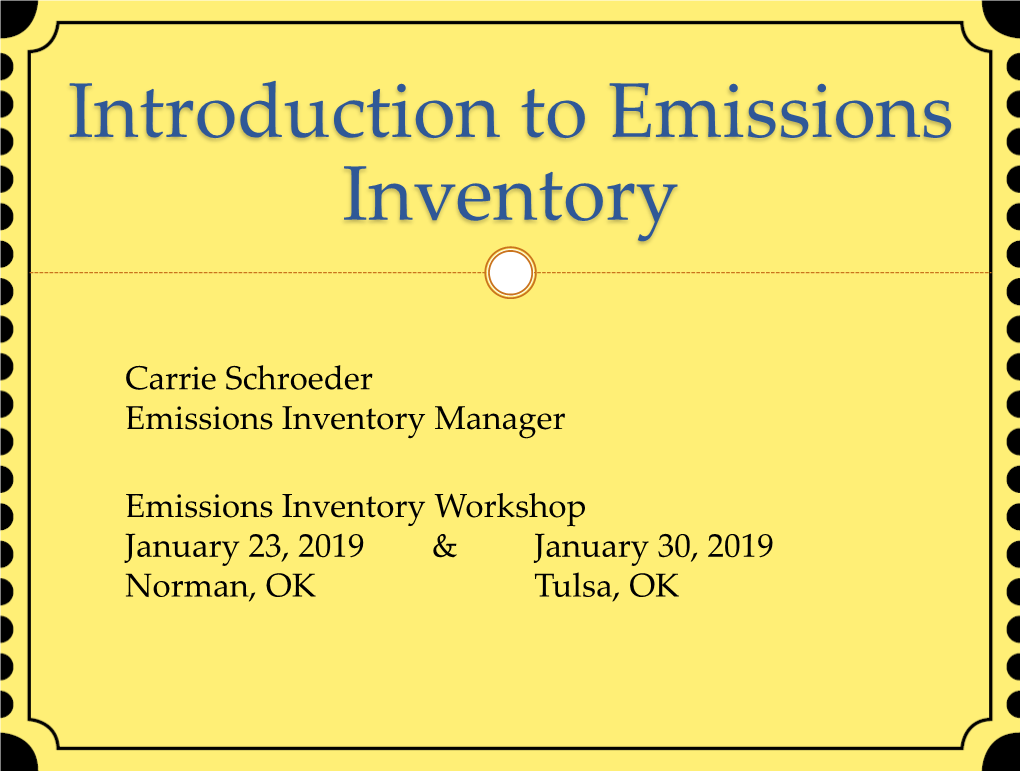 Introduction to Emissions Inventory