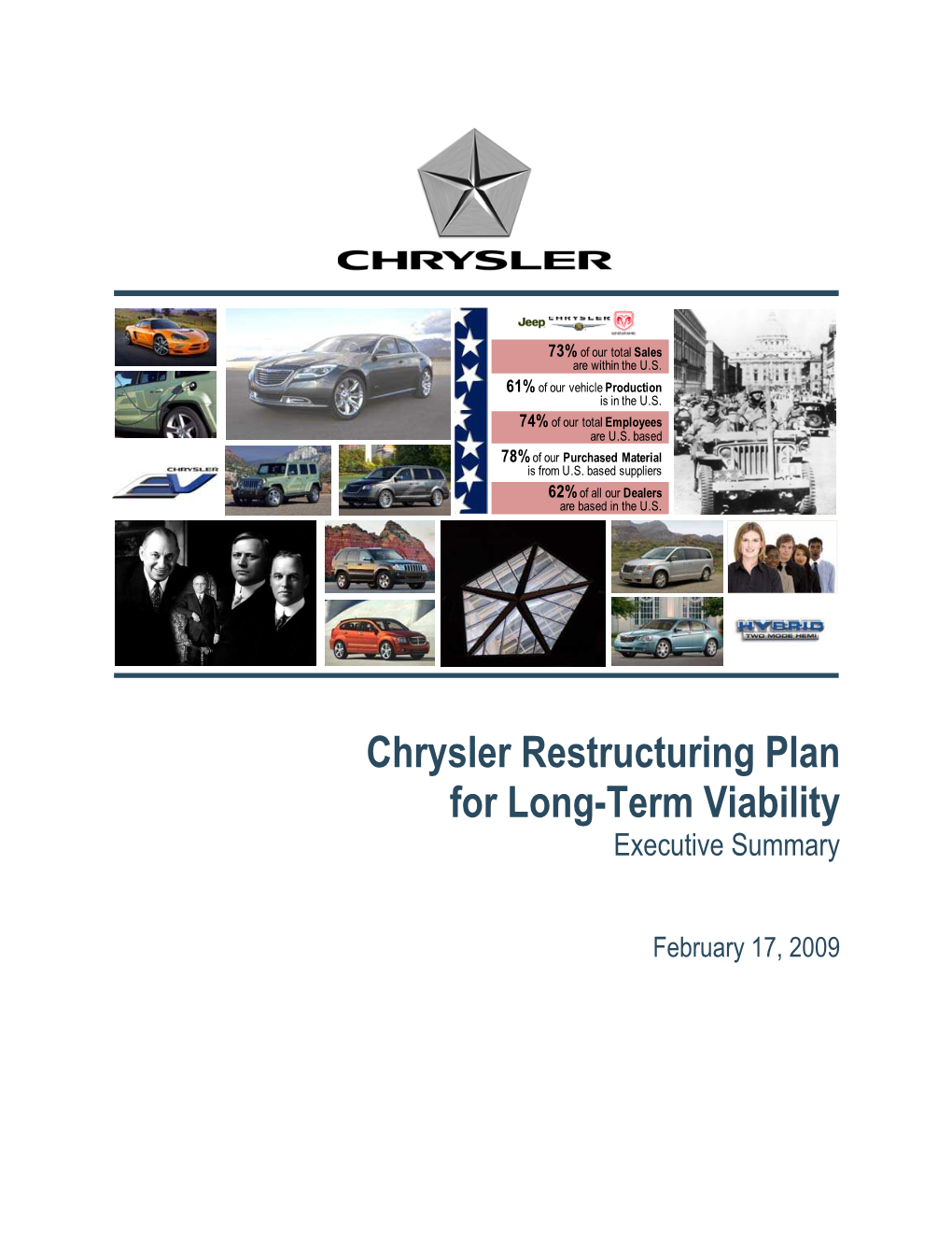 Chrysler Restructuring Plan for Long-Term Viability Executive Summary