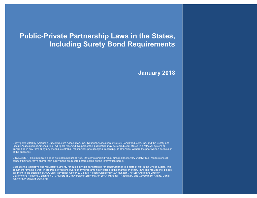 Public-Private Partnership Laws in the States