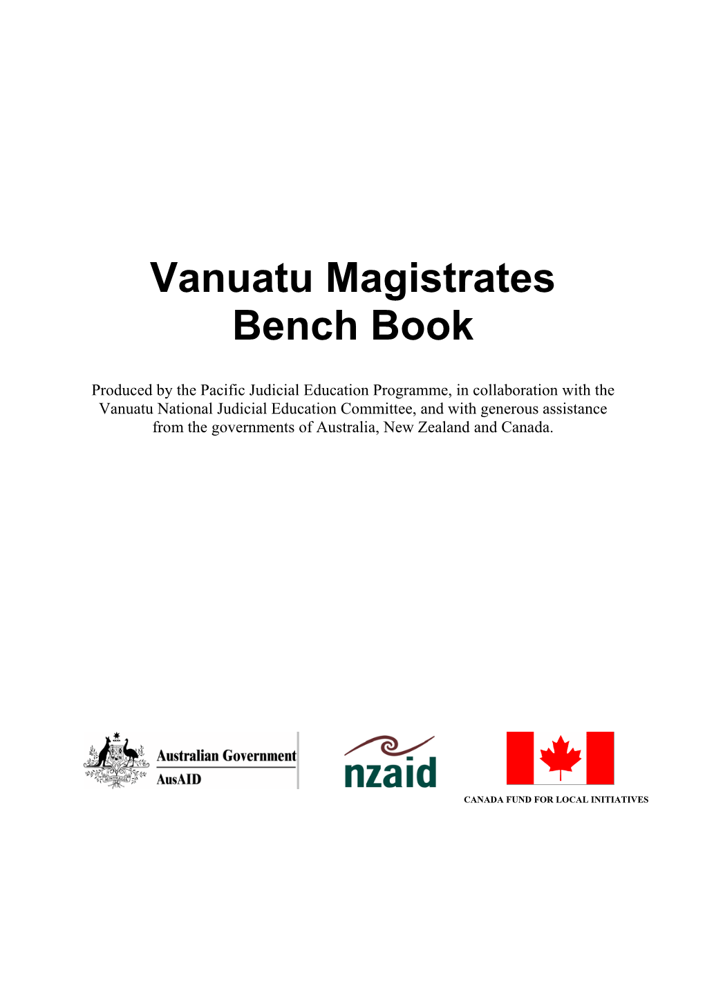 Vanuatu Magistrates Bench Book