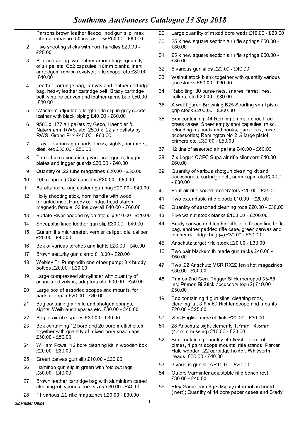 Southams Auctioneers Catalogue 13 Sep 2018