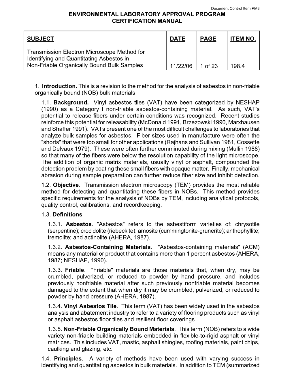 Environmental Laboratory Approval Program Certification Manual