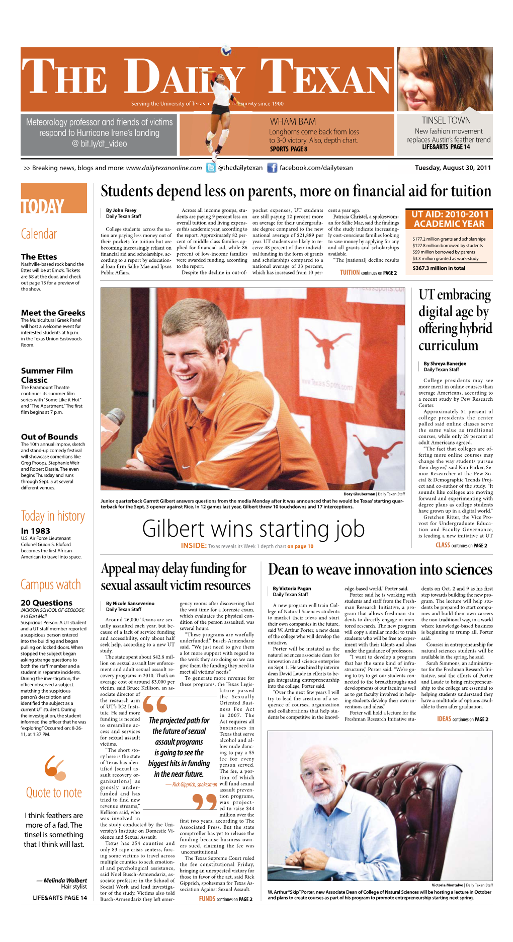 Gilbert Wins Starting Job Is Leading a New Initiative at UT Colonel Guion S