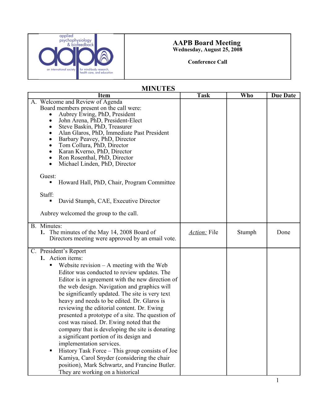 AAPB Board Meeting Agenda