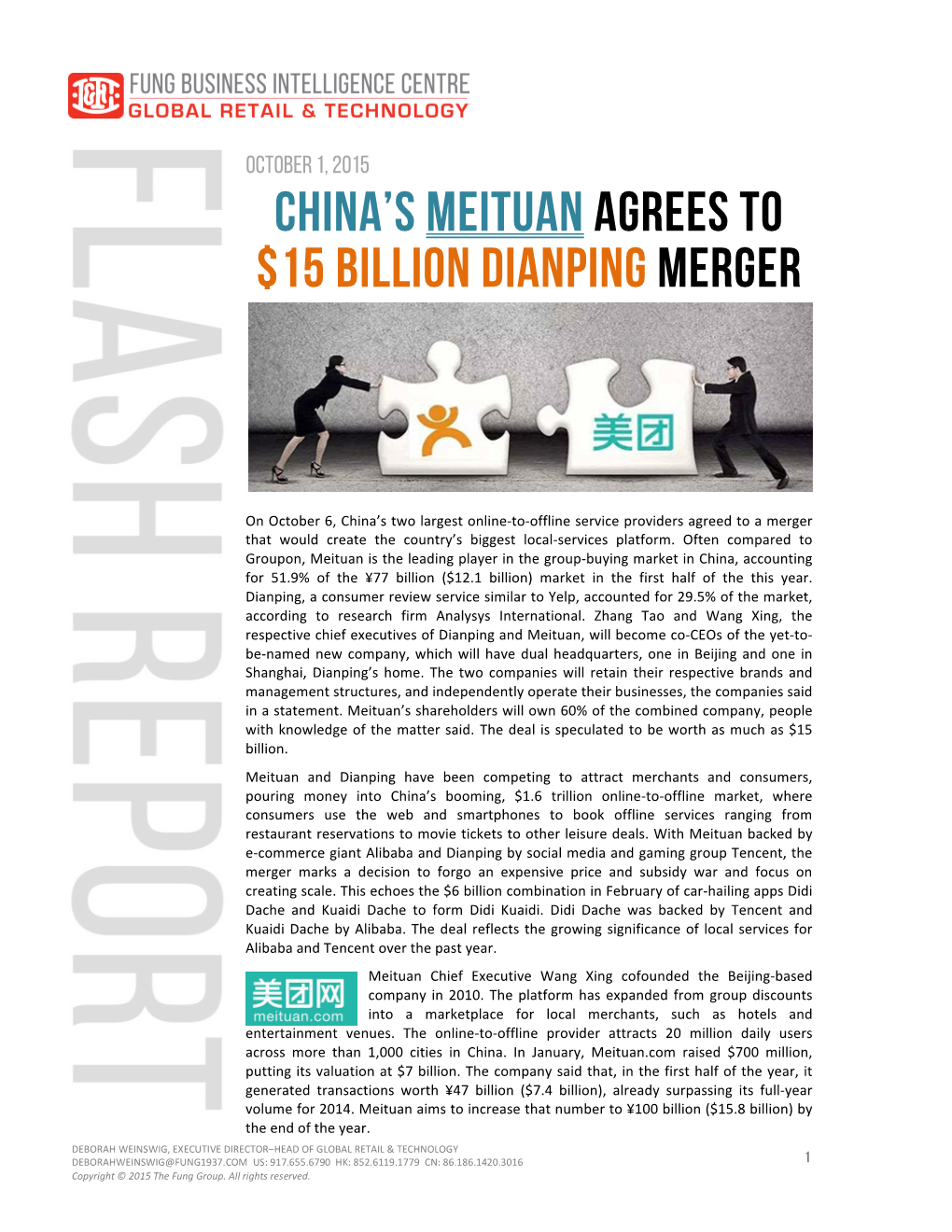 China's Meituan Agrees to $15 Billion Dianping Merger