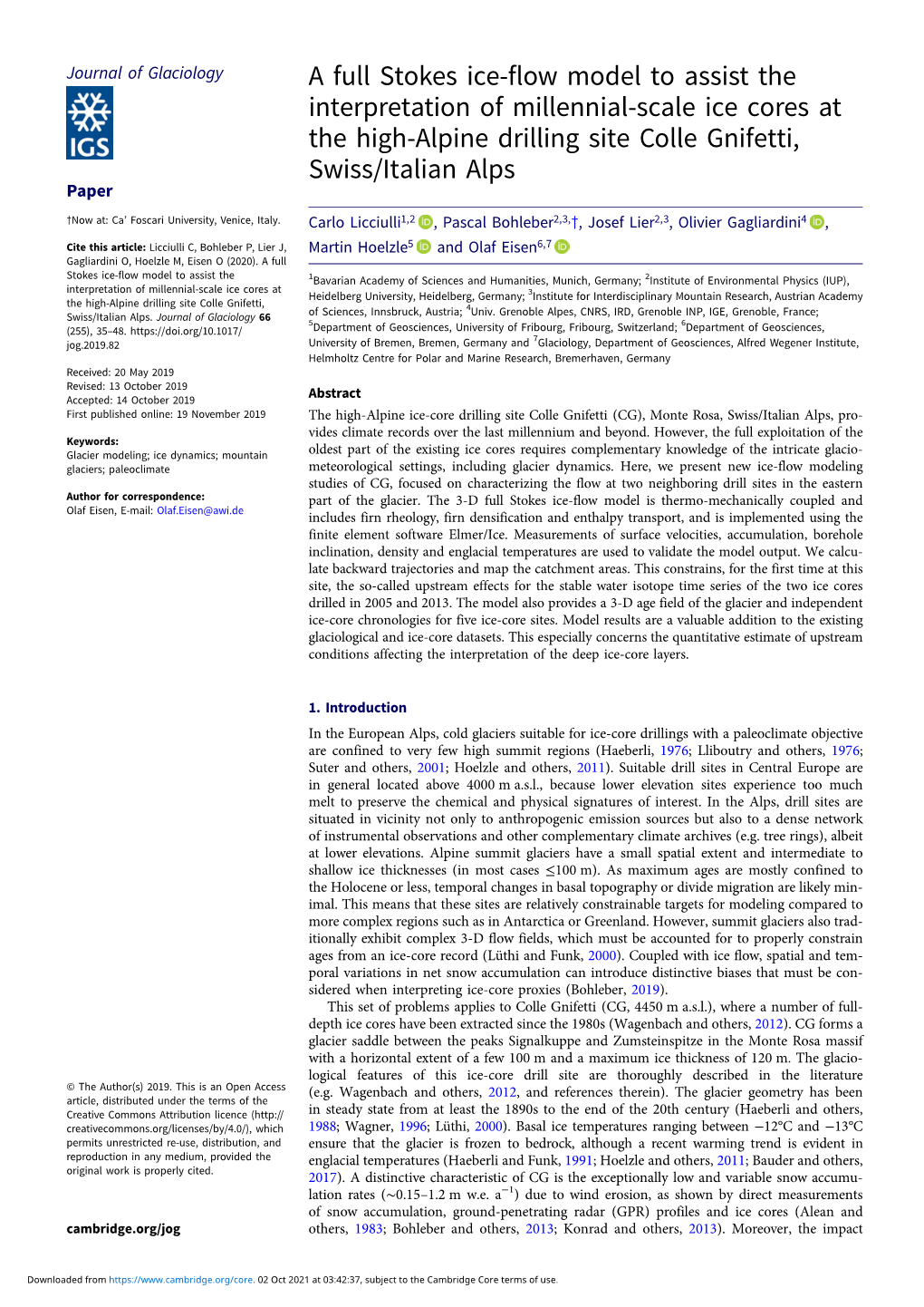 A Full Stokes Ice-Flow Model to Assist the Interpretation of Millennial-Scale