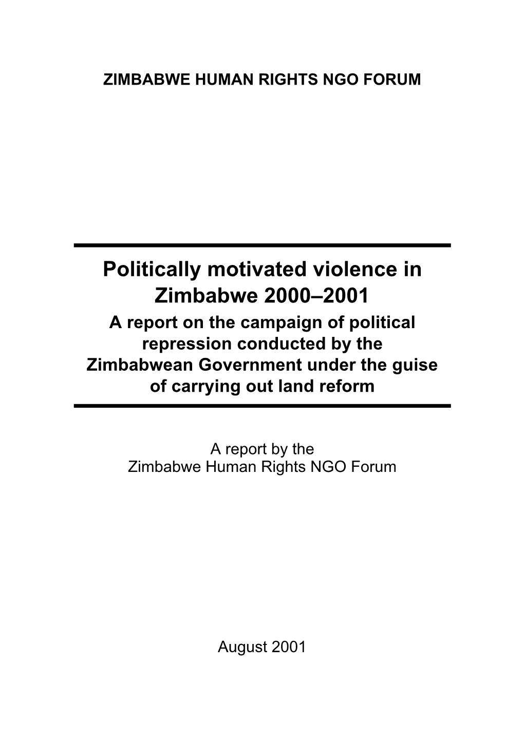 Politically Motivated Violence in Zimbabwe 2000–2001