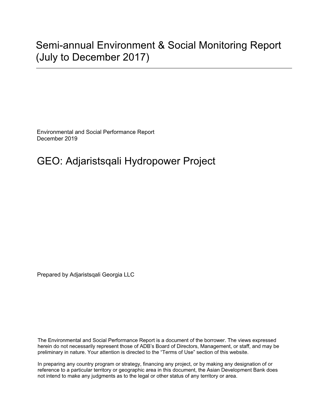 Adjaristsqali Hydropower Project