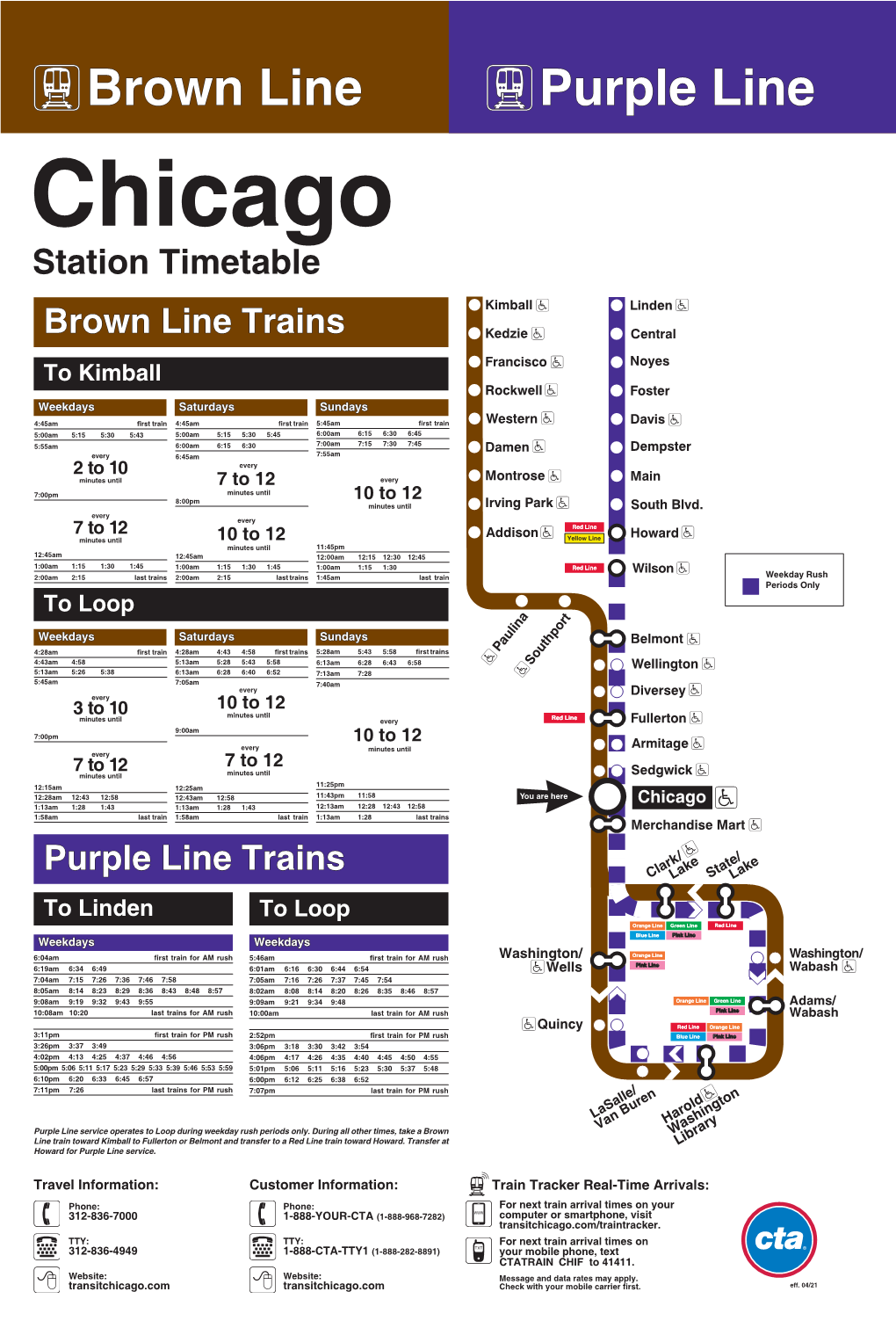 Brown & Purple Line Schedule