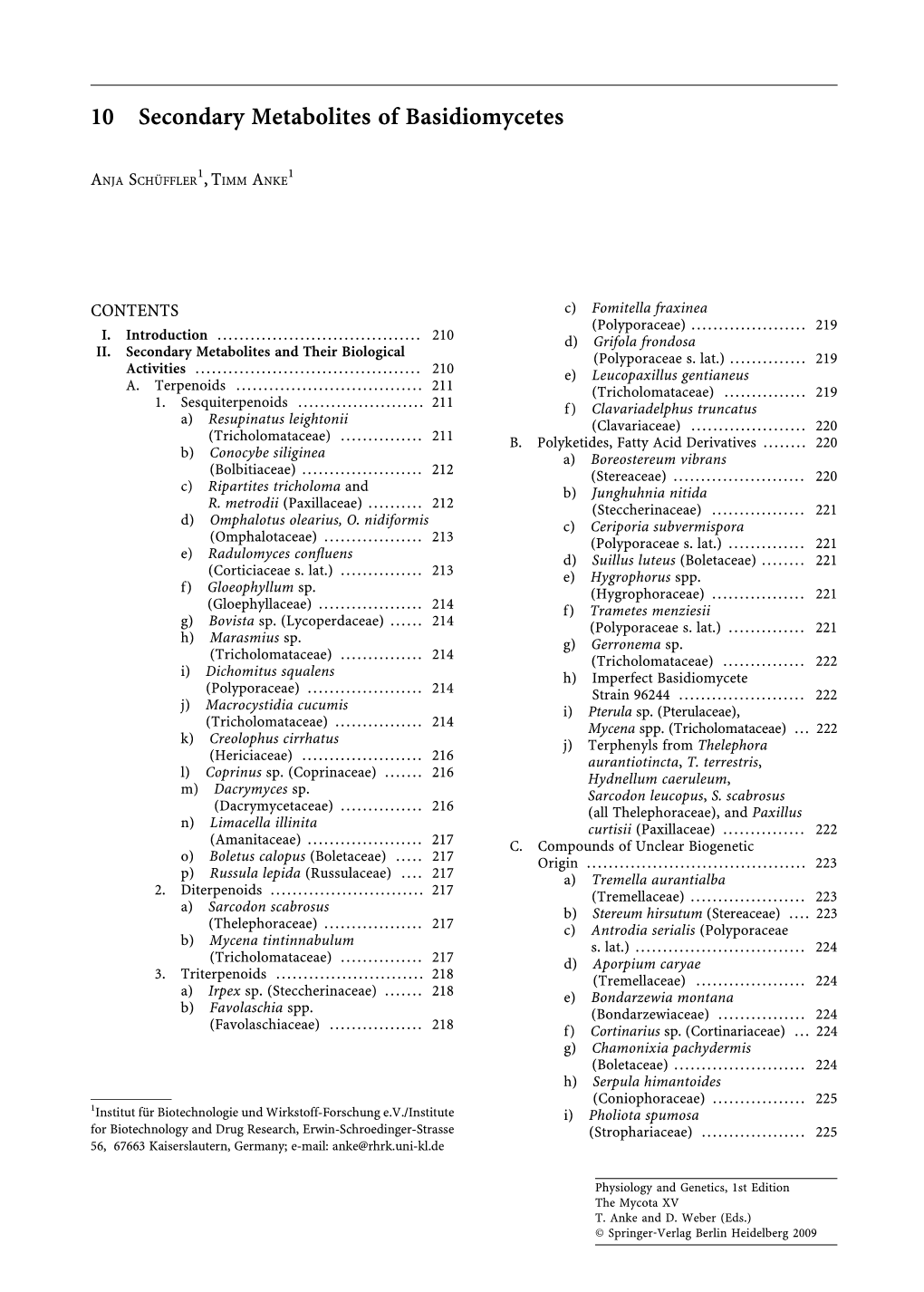 Secondary Metabolites of Basidiomycetes