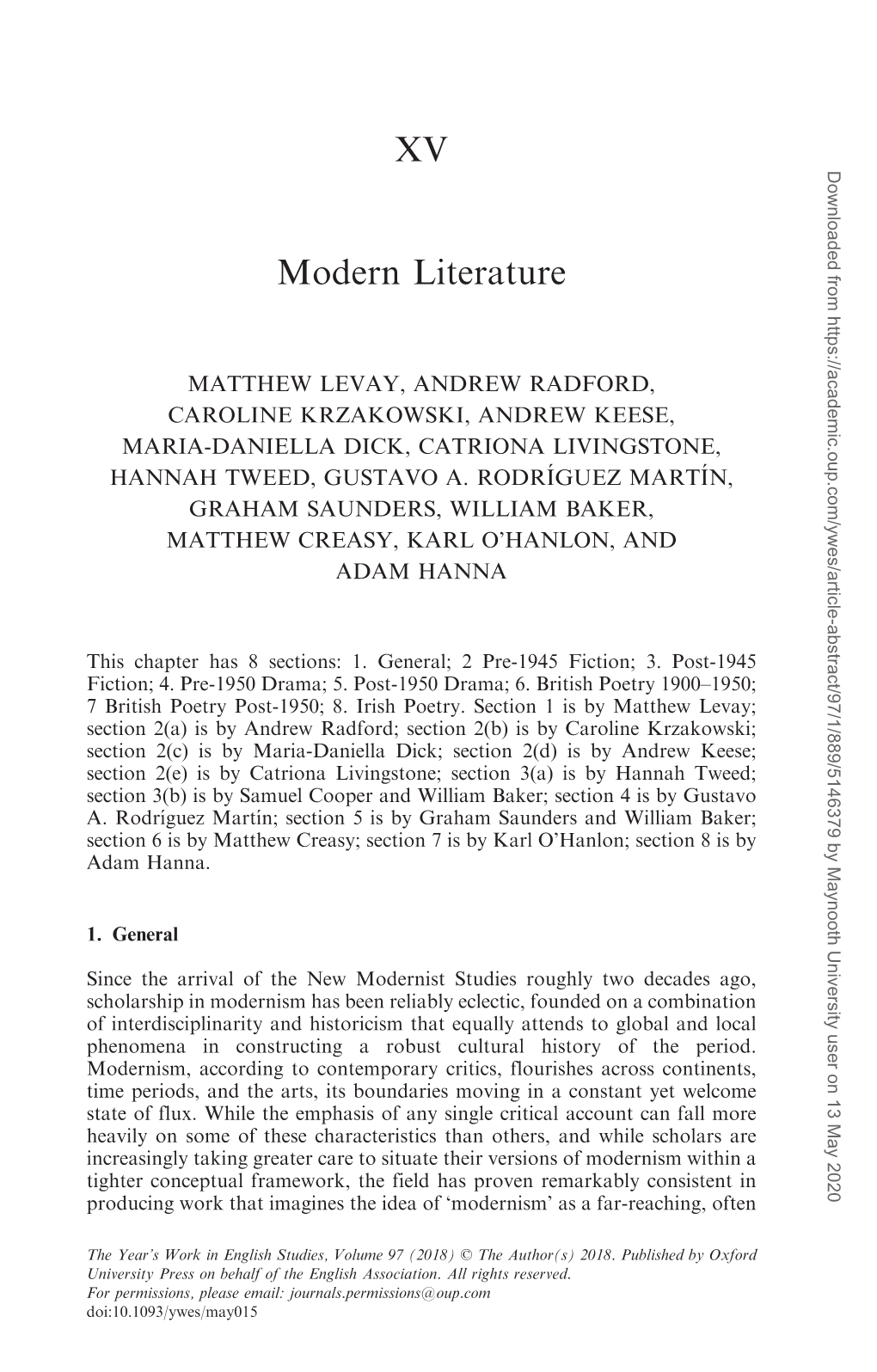 XV Modern Literature