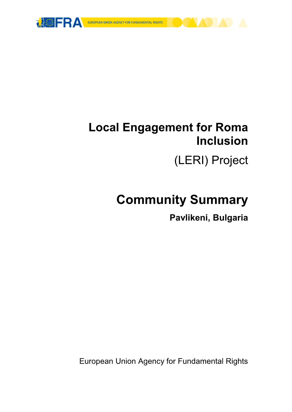 Local Engagement for Roma Inclusion (LERI) Project