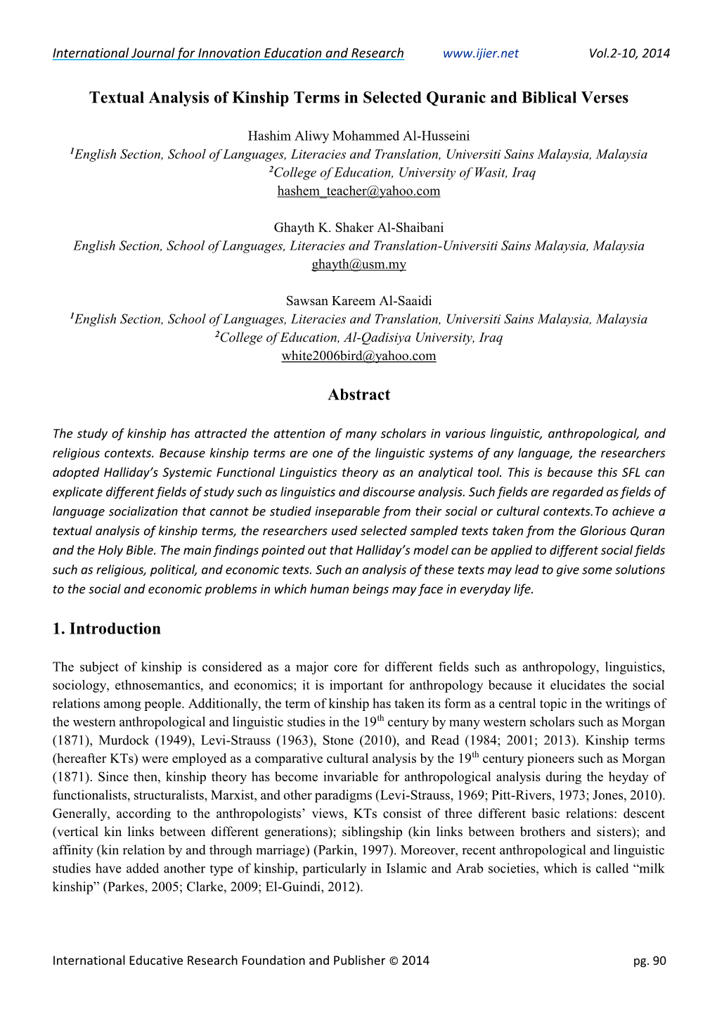 Textual Analysis of Kinship Terms in Selected Quranic and Biblical Verses