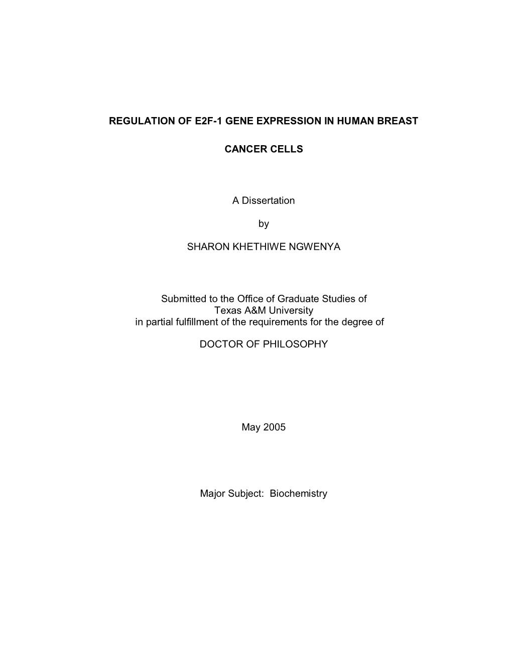 Regulation of E2f-1 Gene Expression in Human Breast