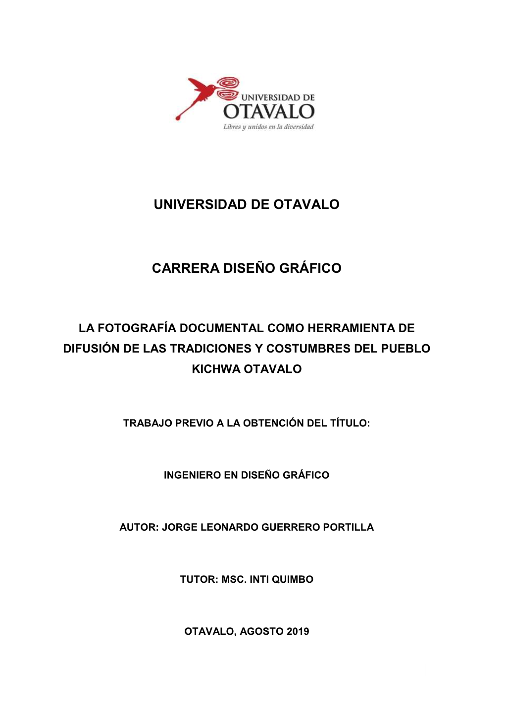 Universidad De Otavalo Carrera Diseño Gráfico
