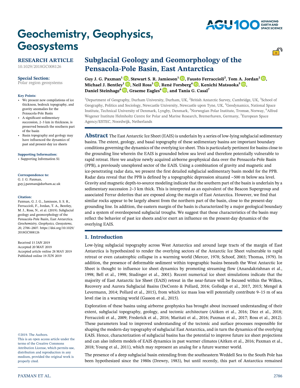 Subglacial Geology and Geomorphology of the Pensacola