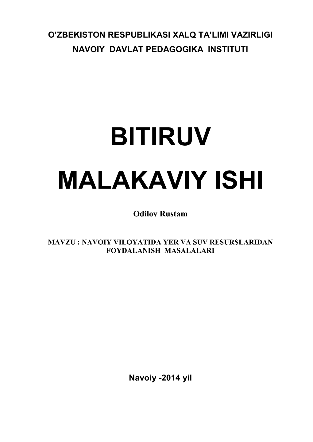 Bitiruv Malakaviy Ishi