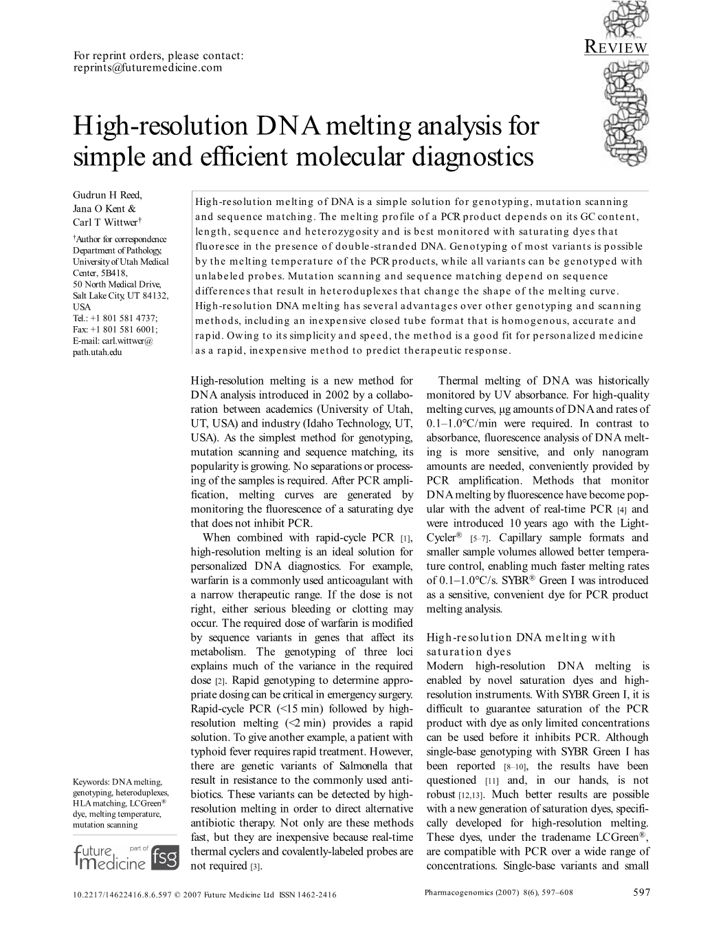 High-Resolution DNA Melting Analysis for Simple and Efficient Molecular Diagnostics