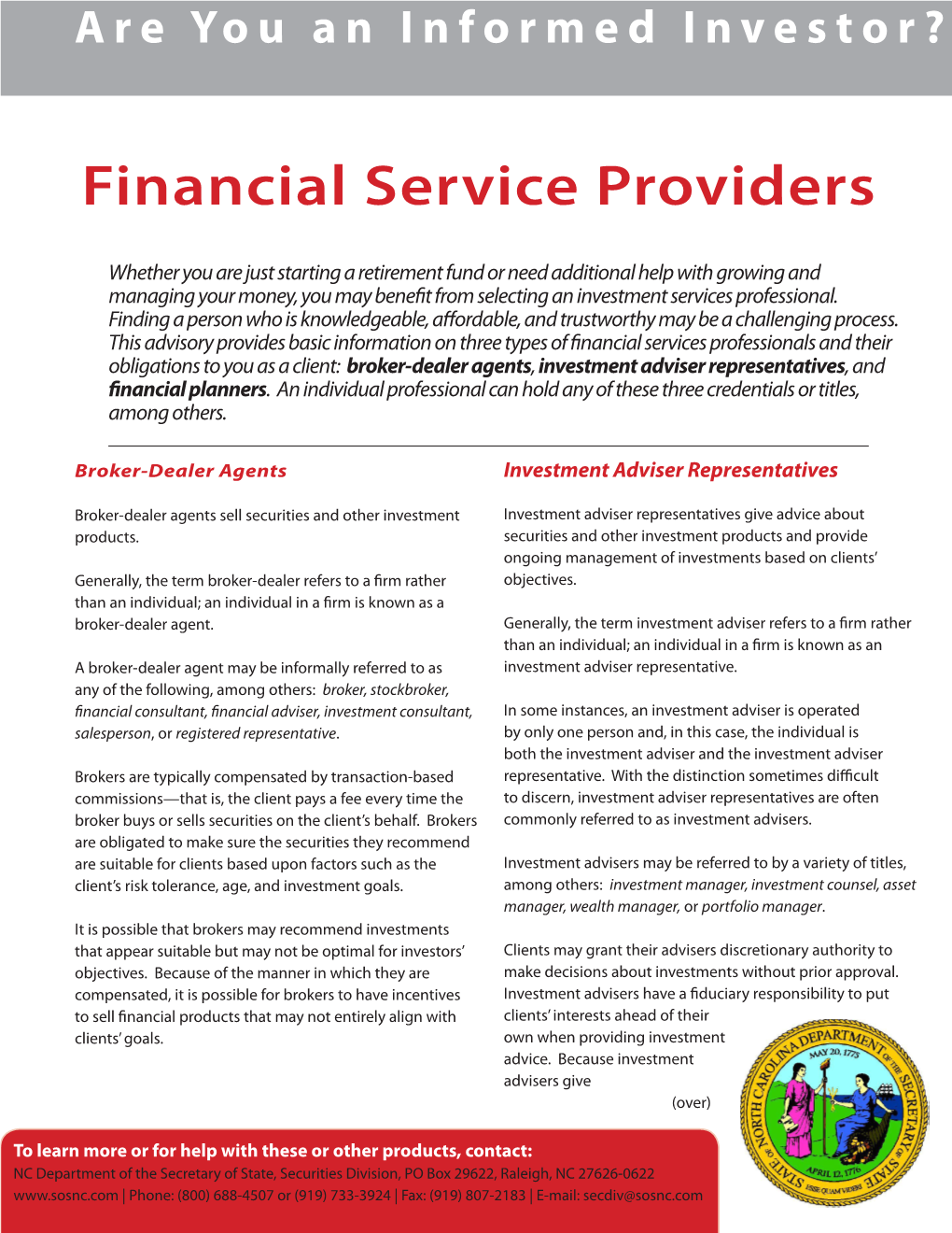 Financial Service Providers